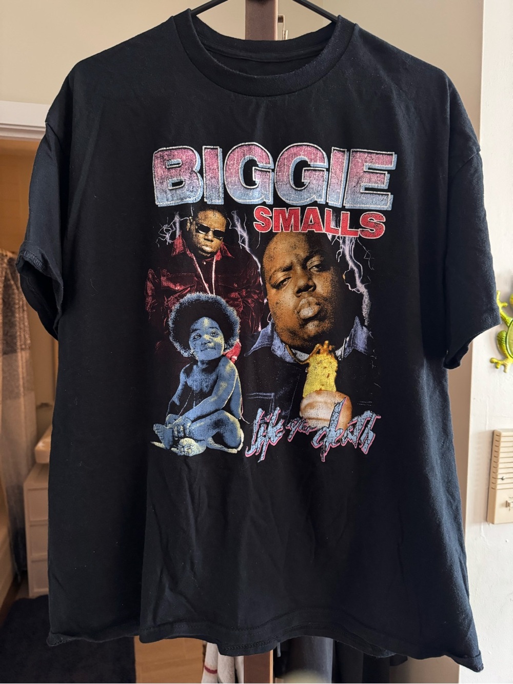 Black Graphic Rap Icon Tee - BIGGIE Smalls Print